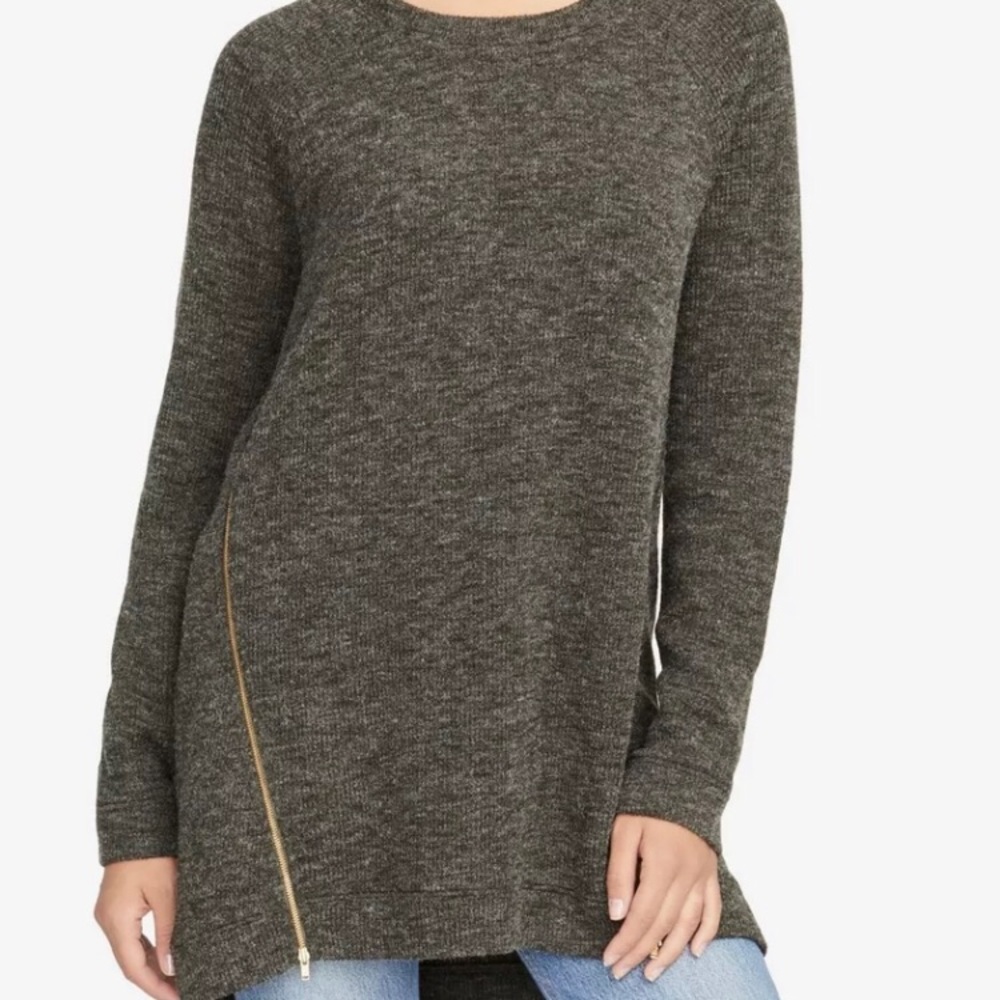 Asymmetrical Zipper Sweater Heather Eggplant M